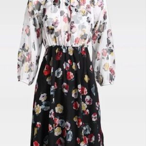 Ann Taylor Pink and Blue Long Sleeve Sundress